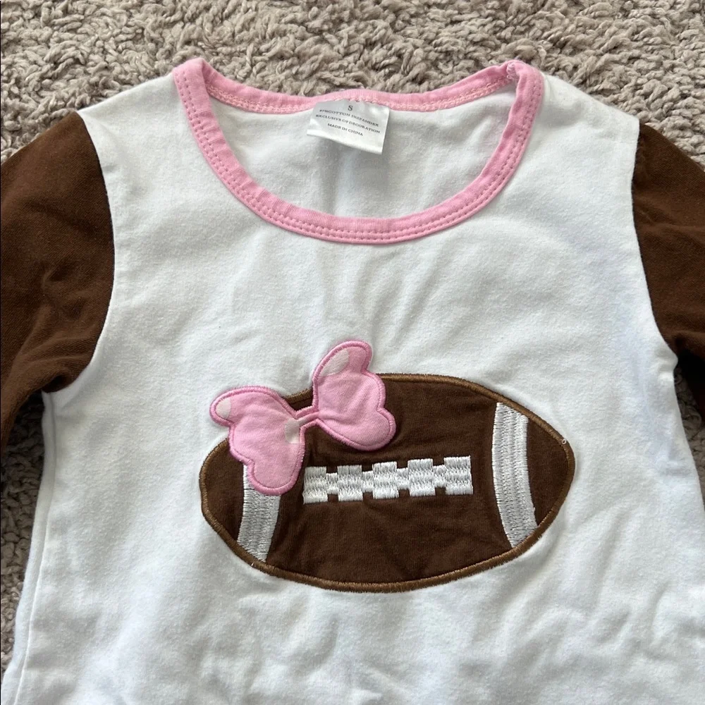 Toddler Football Tulle Ruffle Tiered Long Sleeve Dress